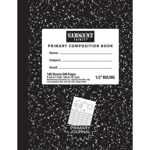 Sargent Art Primary Composition Hard Cover Notebook, 7 1/2 X 9 3/4, 100 Sheets