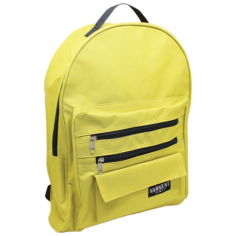Economy Backpack Mustard/Black Zippers, 2 Zipper Pockets