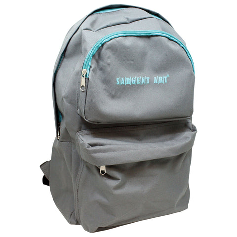 Economy Backpack, 2 Pocket Front, Gray/Teal Zipper