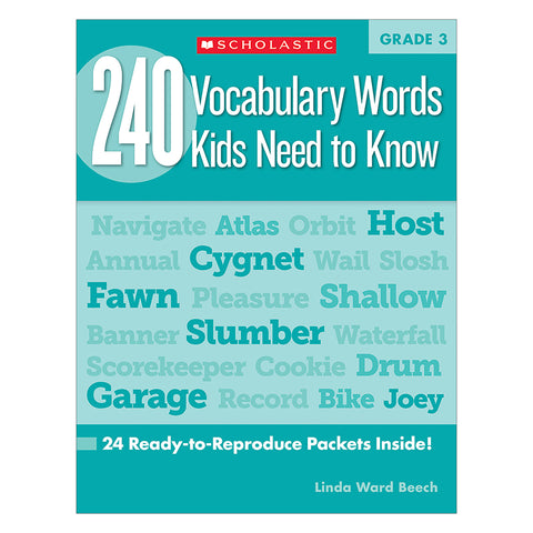 Scholastic 240 Vocabulary Words..Kids Need To Read Book, Grade 3