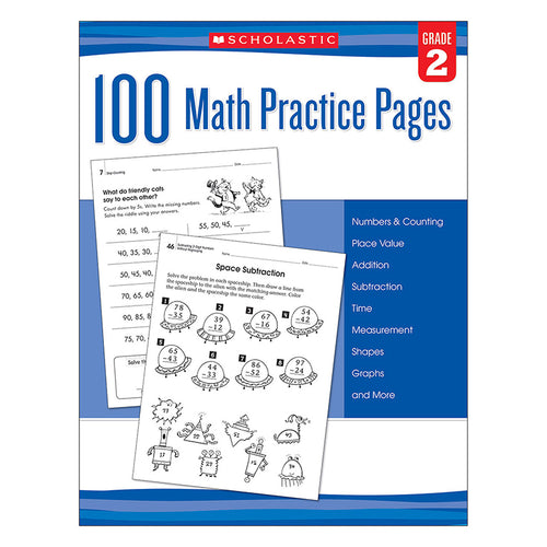 Scholastic 100 Math Practice Page, Grade 2