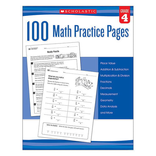 Scholastic 100 Math Practice Page, Grade 4