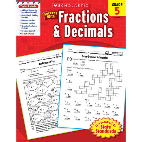 Scholastic Success With Fractions & Decimals: Grade 5
