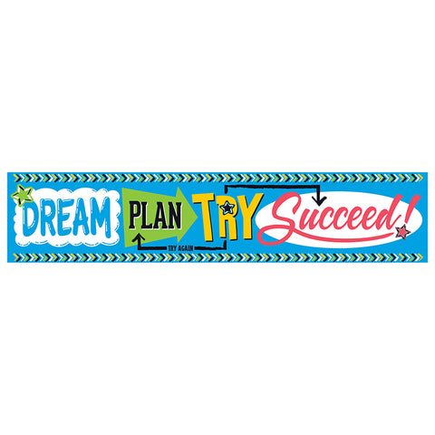 Dream. Plan. Try. Bold Strokes Quotable Expressions Banner, 5 Ft