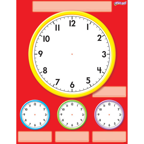 Clocks Wipe-Off Chart, 17 X 22