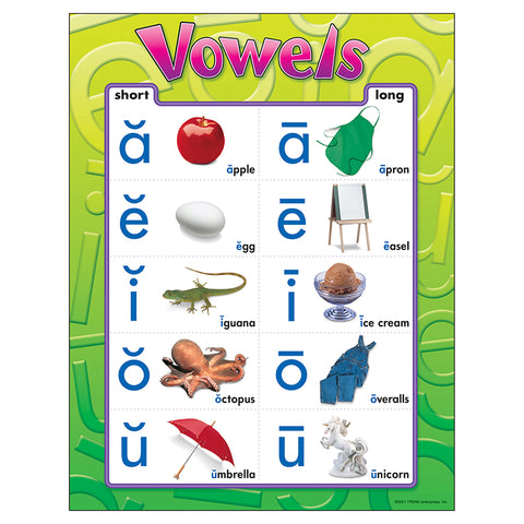 Vowels Learning Chart, 17" X 22"
