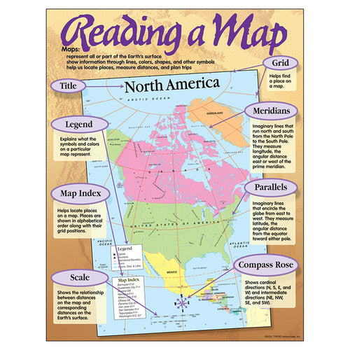 Reading A Map Learning Chart, 17 X 22