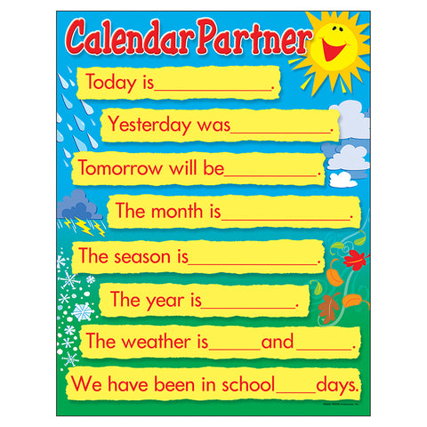 Calendar Partner Learning Chart, 17 X 22