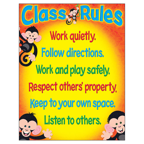 Class Rules Monkey Mischief Learning Chart, 17 X 22