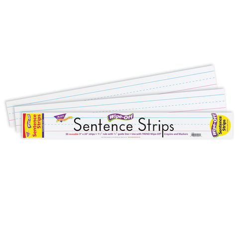 24 White Wipe-Off Sentence Strips