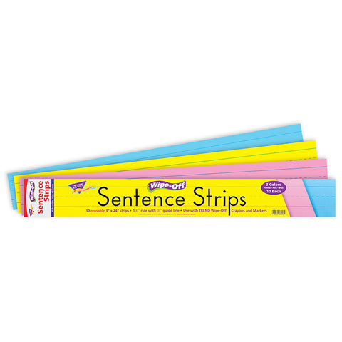 24 Multicolor Wipe-Off Sentence Strips