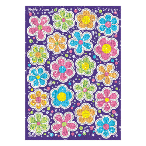 Flower Power Sparkle Stickers-Large, 40 Ct