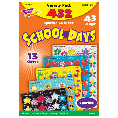School Days Sparkle Stickers Variety Pack, 432 Ct