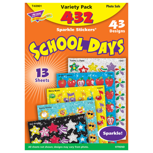School Days Sparkle Stickers Variety Pack, 432 Ct