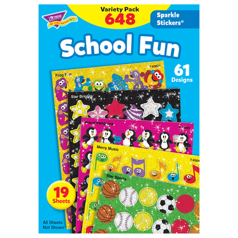 School Fun Sparkle Stickers Variety Pack, 648 Ct