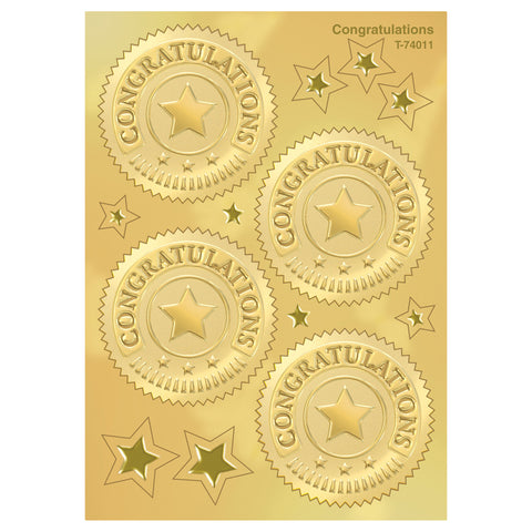 Congratulations (Gold) Award Seals Stickers, 32 Ct.