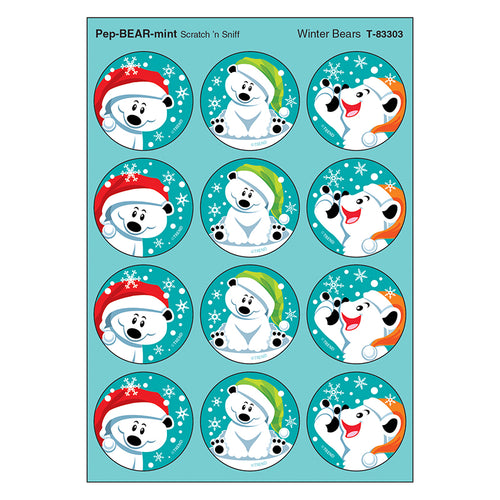 Winter Bears/Pepbearmint Stinky Stickers, 48 Count