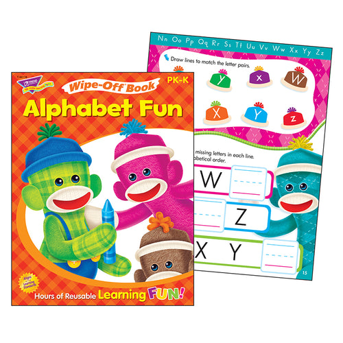Alphabet Fun Sock Monkeys Wipe-Off Book, 28 Pgs