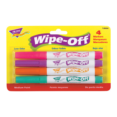 4-Pack Bright Colors Wipe-Off Markers