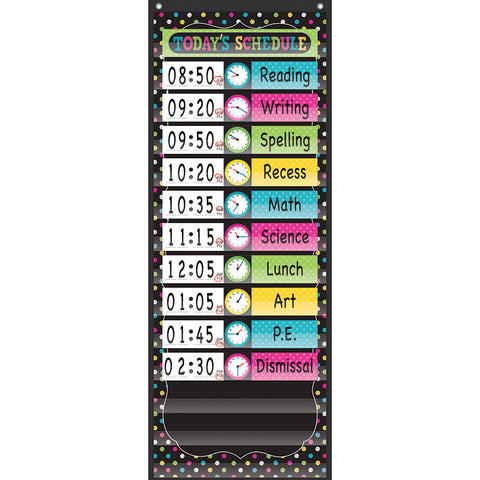 Chalkboard Brights 14 Pocket Daily Schedule Pocket Chart, 13 X 34