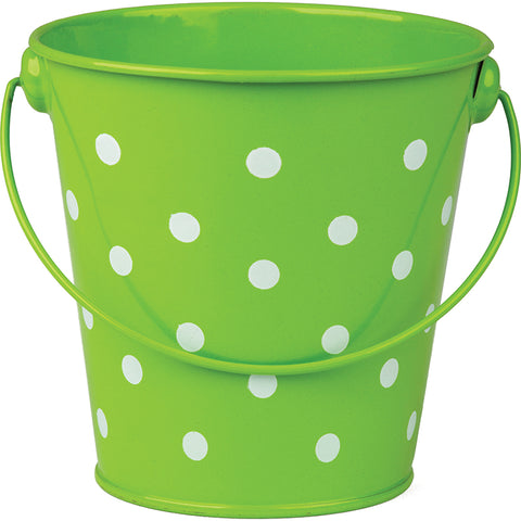 Lime Polka Dots Pail With Handle