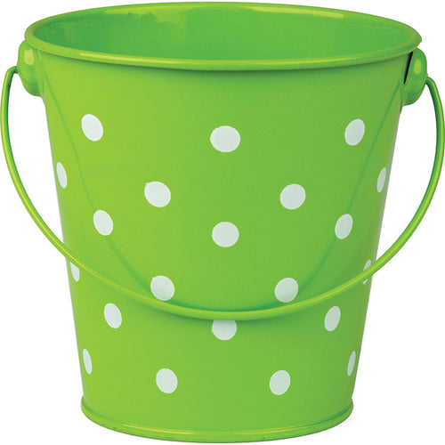 Lime Polka Dots Pail With Handle
