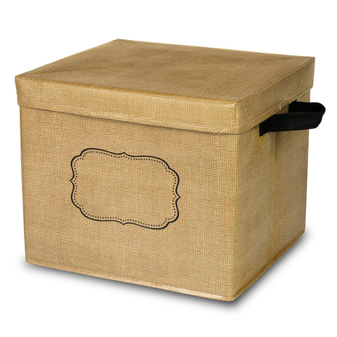 Burlap Storage Box W/ Lid