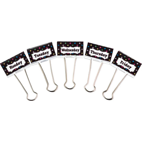 Chalkboard Brights Large Binder Clips, Days Of The Week