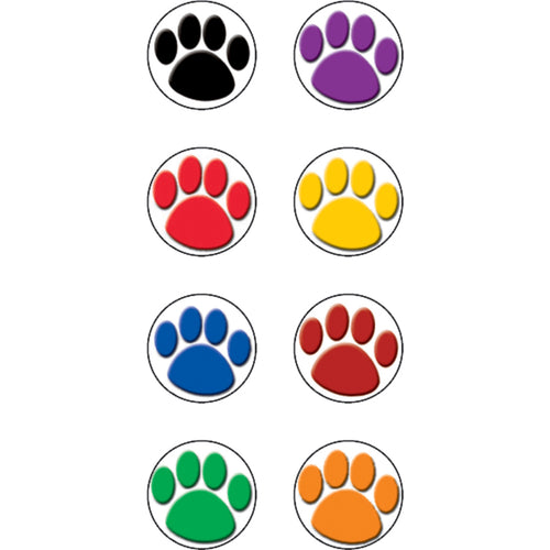 Colorful Paw Prints Mini Stickers, 3/8Dia, 528/Pkg