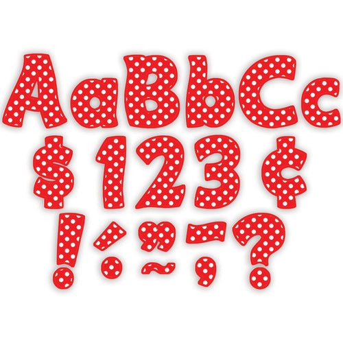 Red Polka Dots Funtastic Font 4 Letters Combo Pack, 208 Pieces.