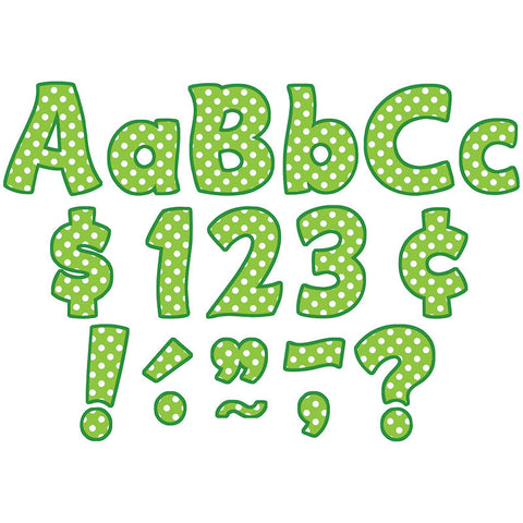 Lime Polka Dots Funtastic Font 4 Letters Combo Pack, 208 Pieces