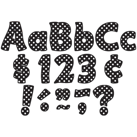 Black Polka Dots Funtastic Font 4 Letters Combo Pack, 208 Pieces.