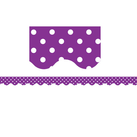 Purple Polka Dots Scalloped Border Trim