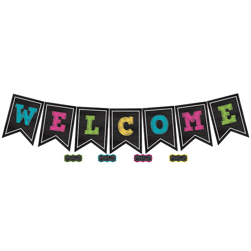 Chalkboard Brights Pennants Welcome Bulletin Board Display