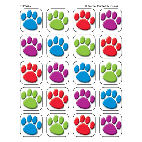 Colorful Paw Prints Stickers, 1  Square