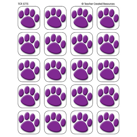 Purple Paw Print Stickers, 1 Square