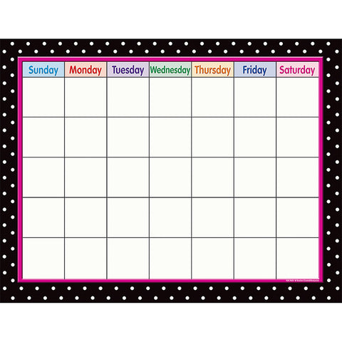 Black Polka Dots Calendar Chart
