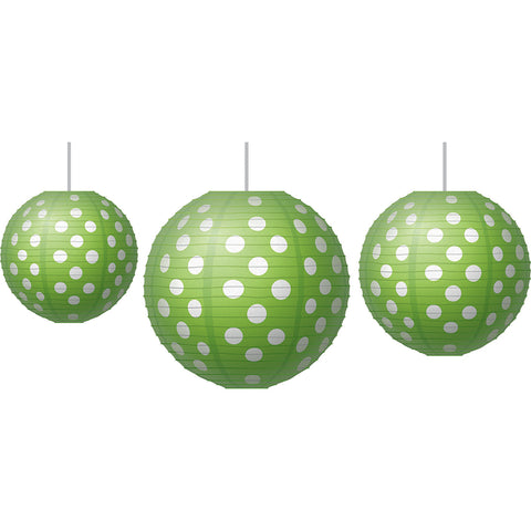 Lime Polka Dots Paper Lanterns