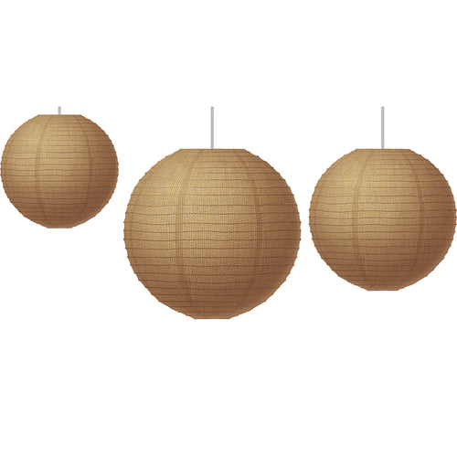 Burlap Paper Lanterns, Pack Of 3