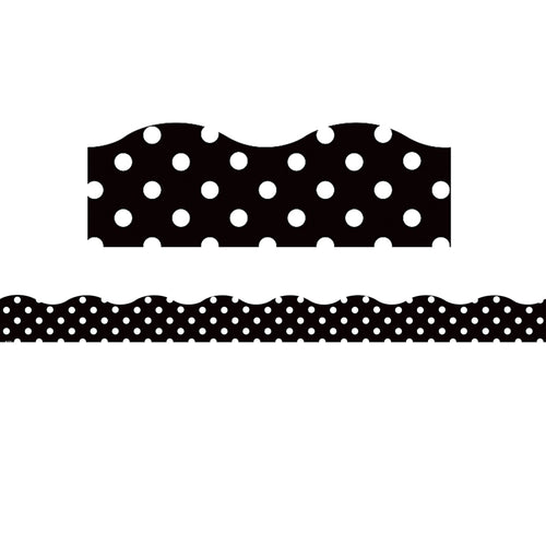 Clingy Thingies Black Polka Dots Scalloped Borders