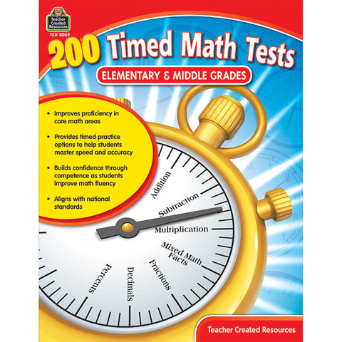 200 Timed Math Tests - Elementary &amp; Middle Grades