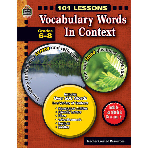 101 Lessons: Vocabulary Words In Context Book, Grades 6-8