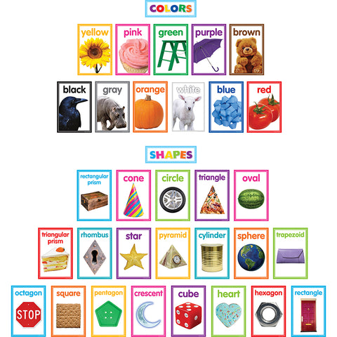 Colorful Photo Shapes &amp; Colors Cards Bulletin Board