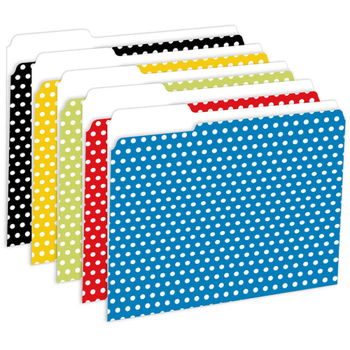 Polka Dots File Folders, 3Rd Cut, 9.5 X 11.75, Assorted Colors - 12/Pkg