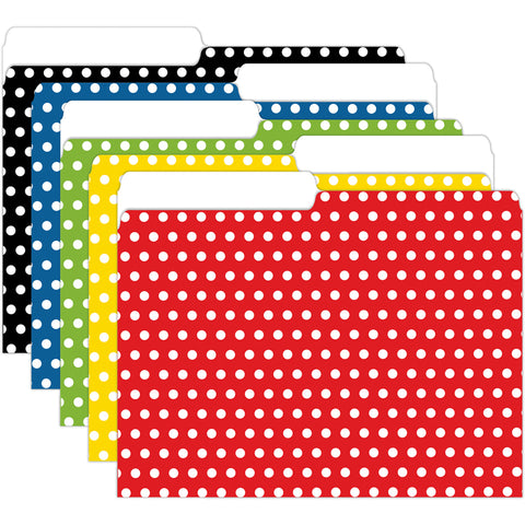Assorted Polka Dots Mini File Folders, 4 X 6, 25/Pkg