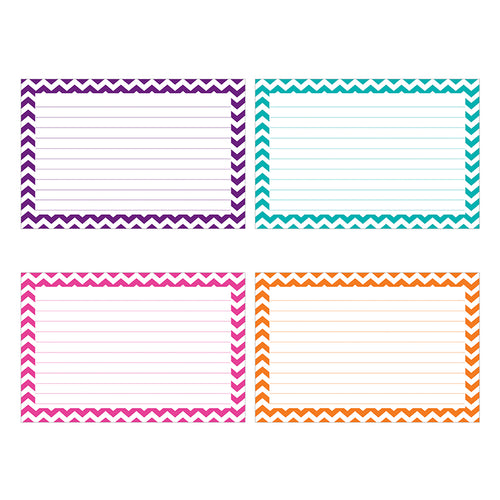 Border Index Cards, 3 X 5 Lined, Chevron Asst., 75Ct