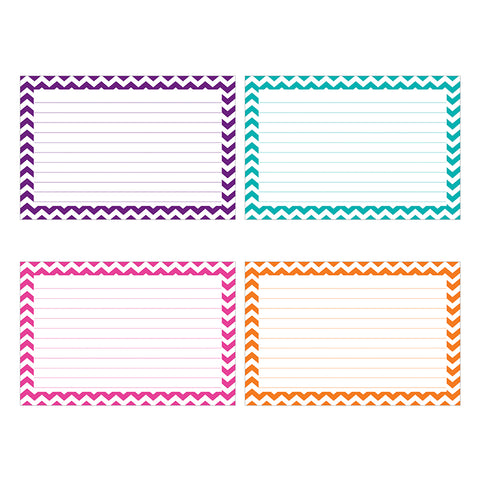 Border Index Cards, 4 X 6 Lined, Chevron Asst., 75Ct