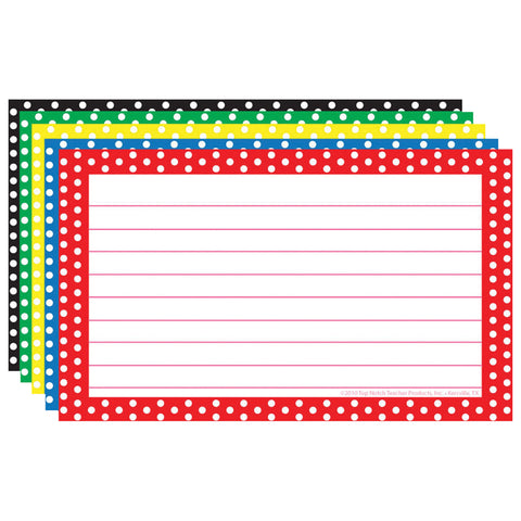 Border Index Cards, 3 X 5 Lined, Polka Dot, 75Ct