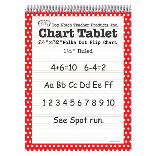 Chart Tablet, 24 X 32, 1-1/2 Ruled, Red Polka Dot, 25 Sheets