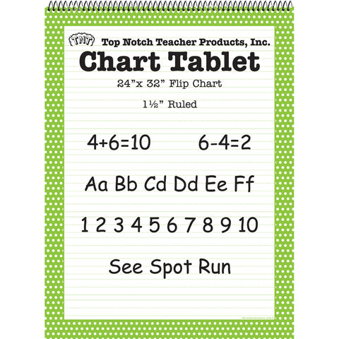 Chart Tablet, 24 X 32, 1-1/2 Ruled, Green Polka Dot, 25 Sheets